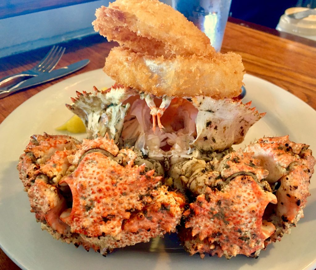 Box Crab with Onion Rings on top of its head