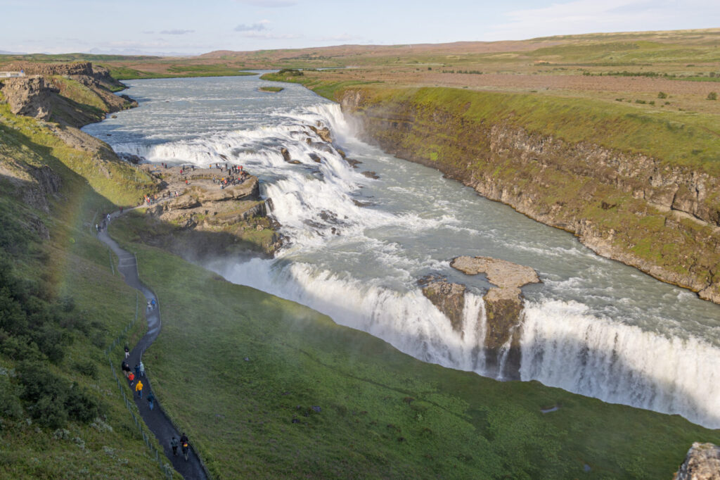 Overview of Gullfoss Waterfall