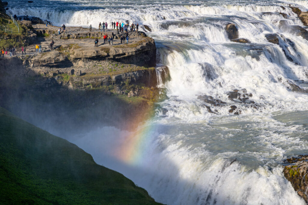 Gullfoss With Rainbow