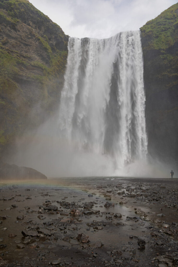 Glimpse of a rainbow at Skogafoss