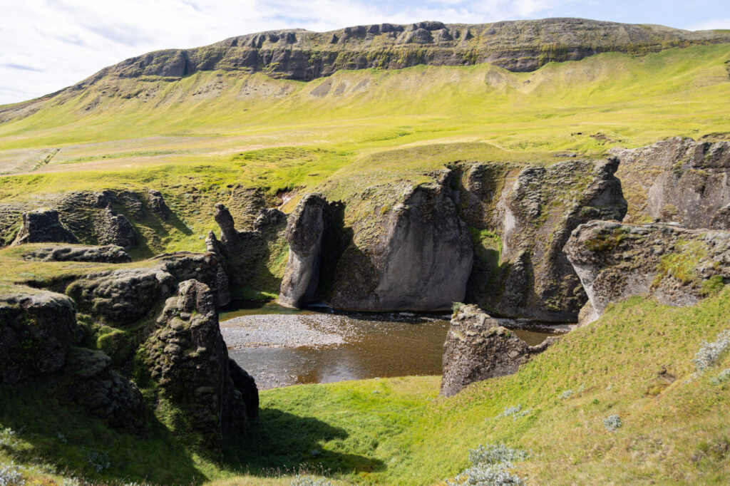 Side View of Fjaðrárgljúfur Canyon