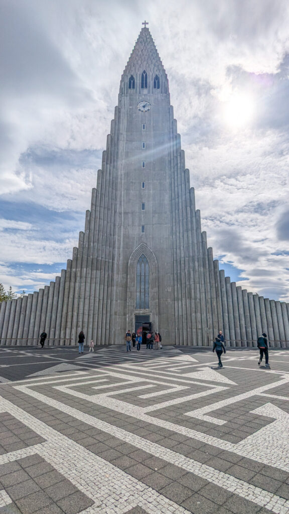 A view of Hallgrímskirkja church from the courtyard